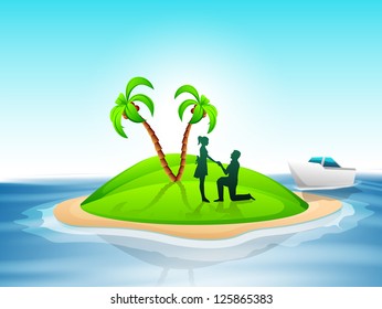 Beautiful St. Valentine's Day background with silhouette of couples.