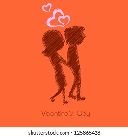 Beautiful St. Valentine's Day background, gift or greeting card with silhouette of couples holding hands. EPS 10.