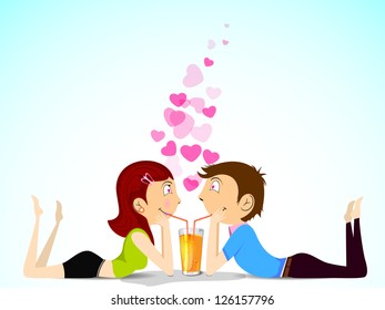 Beautiful St. Valentine's Day background, gift or greeting card with cute couples in love.