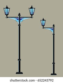 Beautiful stained glass street light, mosaic blue
vector illustration