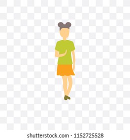 Beautiful standing girl vector icon isolated on transparent background, Beautiful standing girl logo concept