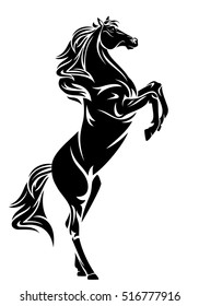 beautiful standing horse - black and white equestrian vector design