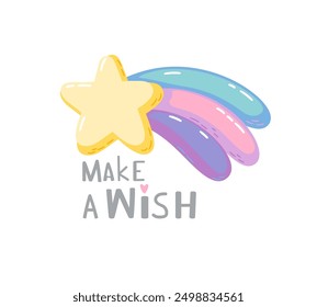 Beautiful star with a bright tail make a wish authors work