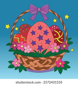 its a beautiful star egg basket vector design