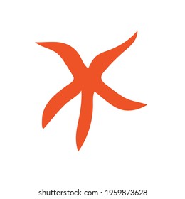 Beautiful starfish on an isolated background. Marine life in the sea and akean life. Vector illustration. Marine element for decoration.