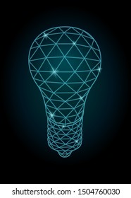 Beautiful starry low poly illustration with shiny bulb on dark background