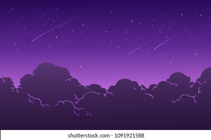 Beautiful starry night sky background. Vector illustration.