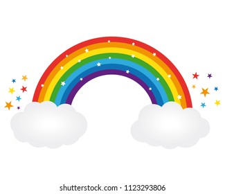 Beautiful starry rainbow illustration. Vector icon.