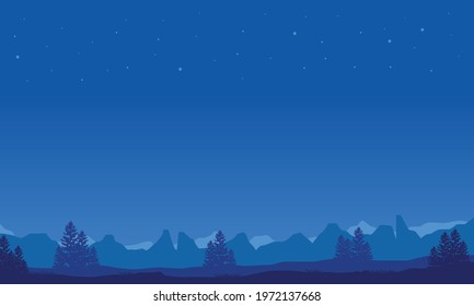 Beautiful starry sky at night with a stunning view of the suburbs. Vector illustration of a city