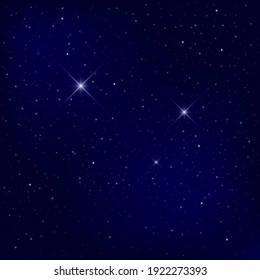 Beautiful starry sky. Stardust and bright shining stars in the universe. Realistic vector illustration of space and universe.