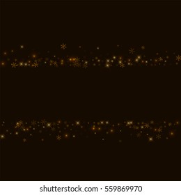 Beautiful starry snow. Scatter lines with beautiful starry snow on black background. Vector illustration.