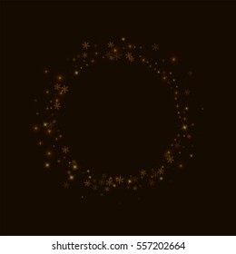 Beautiful starry snow. Small round shape with beautiful starry snow on black background. Vector illustration.