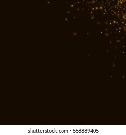 Beautiful starry snow. Top right corner gradient with beautiful starry snow on black background. Vector illustration.