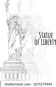 beautiful Statue of Liberty vector drawing,hand drawn,isolated vector illustration, land mark