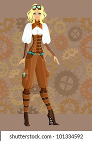 Beautiful steampunk girl. Vector illustration