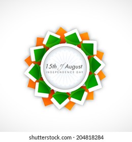 Beautiful sticky design in national flag colors for 15th of August, Indian Independence Day celebrations. 
