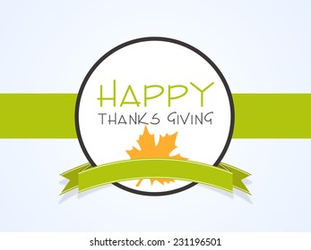 Beautiful sticky for Happy Thanksgiving Day celebrations with green ribbon. 