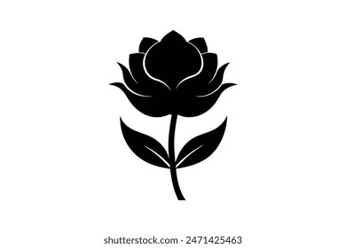  beautiful  stock flower through a captivating black-colored vector art illustration, showcasing its elegant silhouette with artistic finesse.