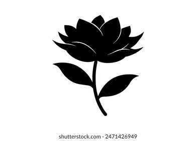  Beautiful stock flower through a captivating black-colored vector art illustration, showcasing its elegant silhouette with artistic finesse