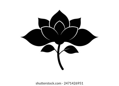  Beautiful stock flower through a captivating black-colored vector art illustration, showcasing its elegant silhouette with artistic finesse