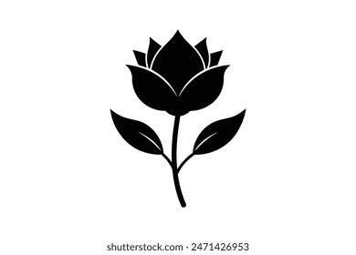  Beautiful stock flower through a captivating black-colored vector art illustration, showcasing its elegant silhouette with artistic finesse