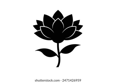  Beautiful stock flower through a captivating black-colored vector art illustration, showcasing its elegant silhouette with artistic finesse