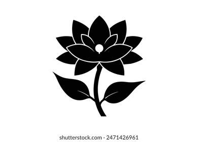  Beautiful stock flower through a captivating black-colored vector art illustration, showcasing its elegant silhouette with artistic finesse