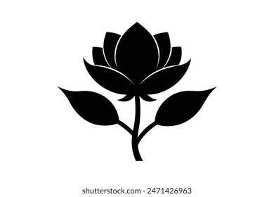  Beautiful stock flower through a captivating black-colored vector art illustration, showcasing its elegant silhouette with artistic finesse