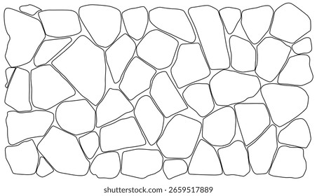 Dibujo hermoso de la línea de los ladrillos de piedra aislados en el fondo blanco - Ilustración vectorial