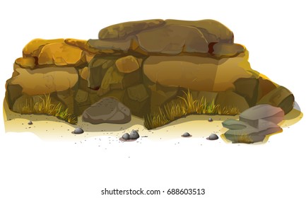 Beautiful stones, vintage, sharp, on white background.Vector illustration