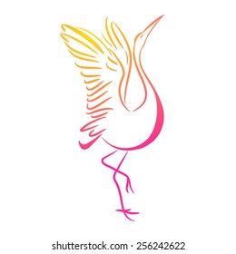 Beautiful stork in silhouette design. Vector illustration.