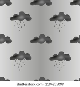 Beautiful storm clouds and rain on stormy sky background. Seamless background with painted clouds. Wallpaper for the children's room. Vector illustration with clouds.