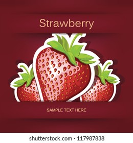 Beautiful strawberry. Postcard and applique. vector.