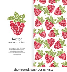 Beautiful strawberry seamless pattern. Detailed illustration, hand drawn. Ornament. Great for fabric and textile, wallpaper, business cards, flyer, menu, wrapping paper, packaging or any desired idea