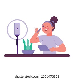 beautiful streamer record or make up content isolated