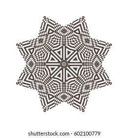 Beautiful strict mathematical circular pattern of traditional motifs and oriental ornaments. Vintage decorative elements. Mandala. Round ornament background.