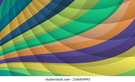 Beautiful striped wallpaper. Translucent wavy stripes against a striped motley surface. Template for your projects. Vector.