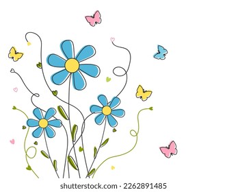 Beautiful strokes line of botanical flowers sketch style. Vector flowers illustration design for fashion,fabric ,and all prints on white background color. Vector