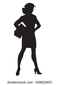 Beautiful strong businesswoman black silhouette figure