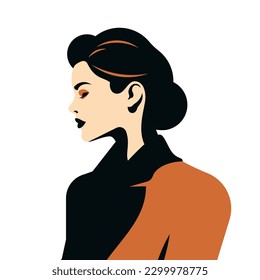 Beautiful strong female portrait fashion pop art paint color minimalist avatar vector flat