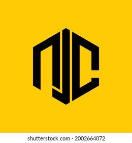 beautiful and strong hexagon patterned NJC letter vector