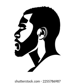 Beautiful Strong Man Profile Silhouette Style Beard