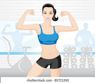 Beautiful strong  woman in the gym