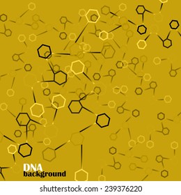 Beautiful structure of the DNA molecule in polygons, background.  Vector illustration