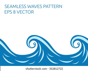 Beautiful stylish blue seamless waves pattern. EPS 8 vector illustration, no transparency