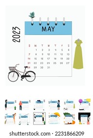 Beautiful and stylish calendar for 2023 month May.