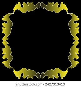 Beautiful stylish carved gold frame on a black background