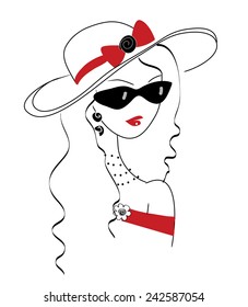 beautiful stylish fashionable doodle girl