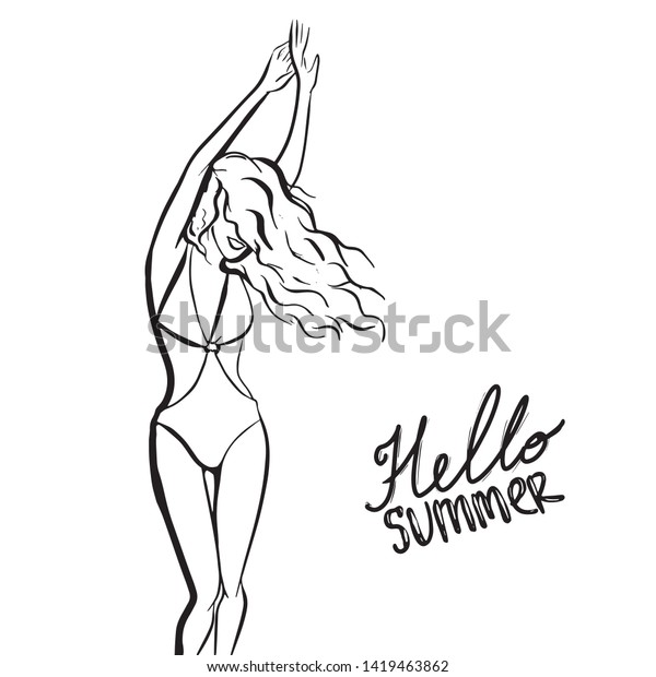 Beautiful Stylish Girl Bikini Slim Woman Stock Vector