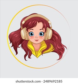 Beautiful stylish girl  youth wearing headset listening to music head.